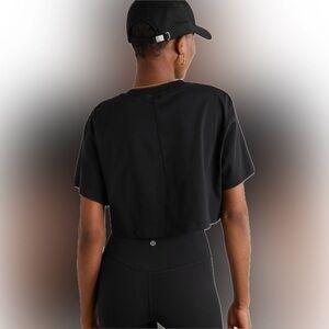 lululemon athletica All Yours Solid Black Loose Yoga Gym Crop T Shirt 4 Baddie